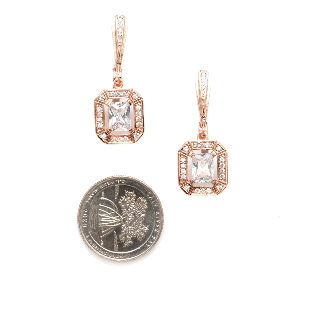 Art Deco Rose Gold Earrings - Picture 2 of 4